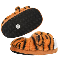 Kids 3D Animal Slippers Soft Plush Non Slip Sole Tiger Leopard Unicorn Shoes