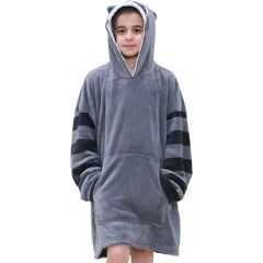 Kids Girls Boys Oversized Hoodie Snuggle Blanket Super Soft Warm Fleece 3-13 Yrs
