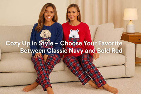 Ladies Fleece Pyjama Set Cosy Dog & Bear Warm Winter Loungewear Sizes 8-22