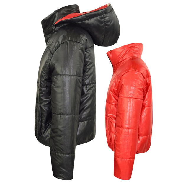 Girls Jackets Kids Reversible Cropped Hooded Padded Puffer Jacket Coat 5-13 Year