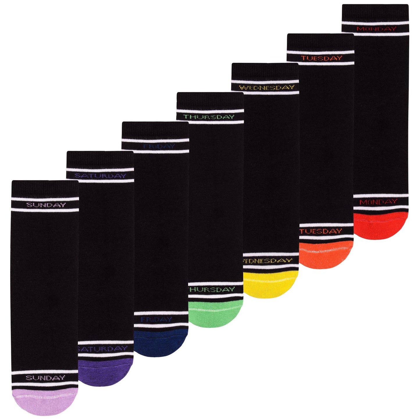 Boys Girls 7 Days Week Socks Cotton Rich Plain Ankle Colourful Heal Toes Socks