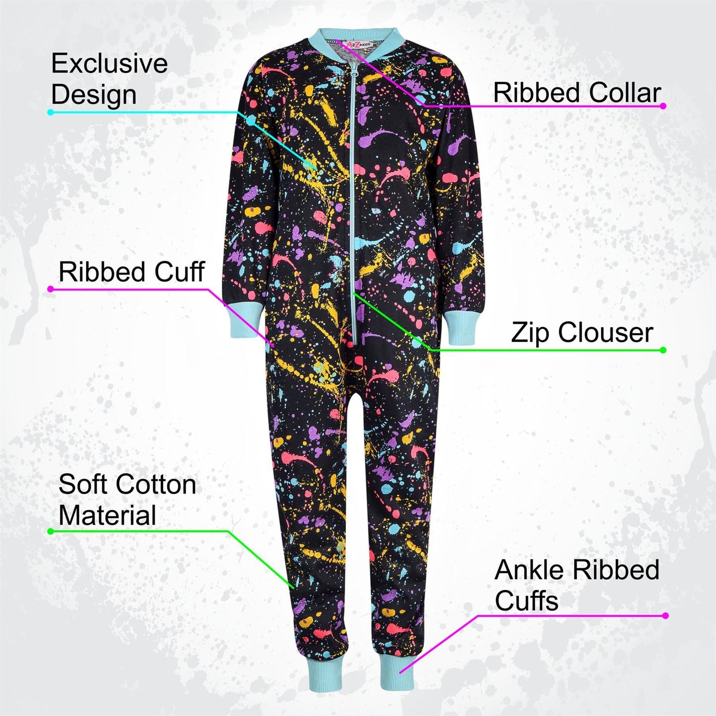 A2Z Onesie One Piece Kids Pyjamas Sleepsuit Leopard Print Costume For Girls