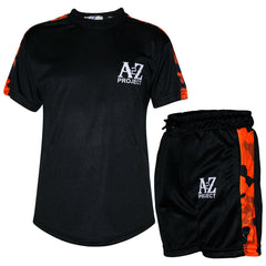 Kids A2Z Project Camo Print Panel Top & Shorts Set Sports Girls Boys Age 5-13