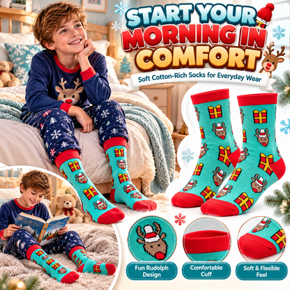 Kids Boys Girls Cotton Rich Christmas Socks Xmas Festive Soft Winter Socks
