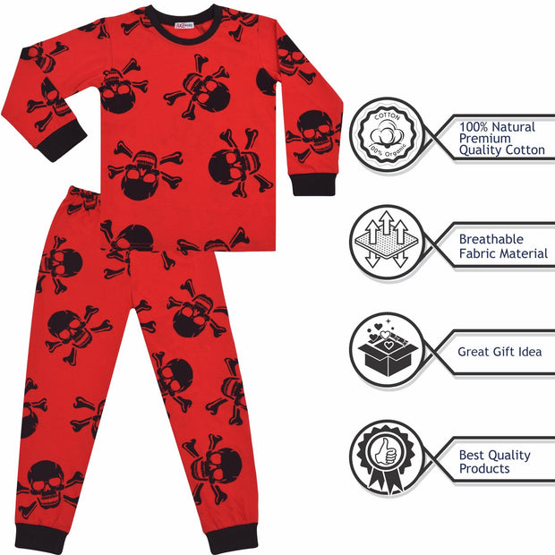 Kids Girls Skull & Bones Print Pyjamas Set