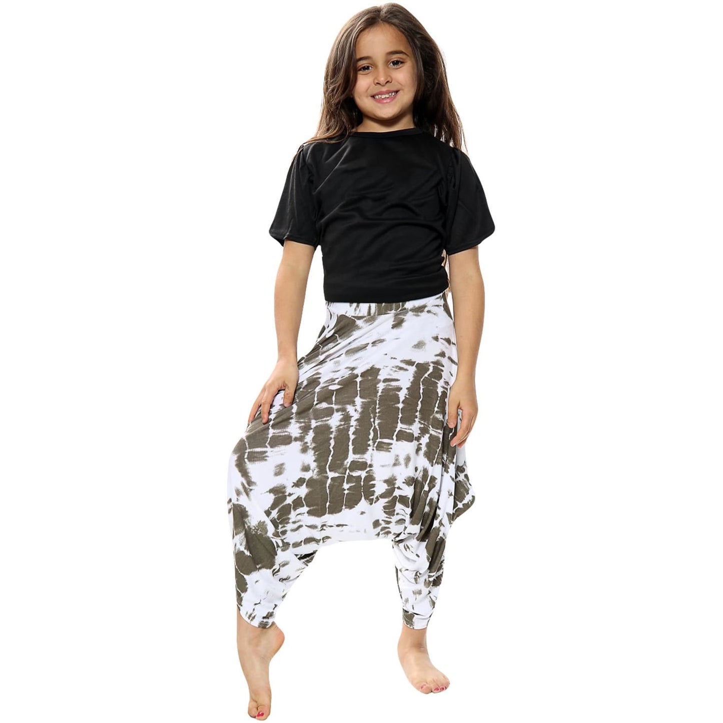 Kids Baggy Harem Trousers Ali Baba Style Tie Dye Yoga Casual Girls 5-13 Years