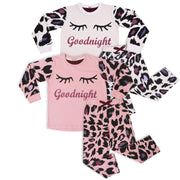 Kids Girls Goodnight Pyjamas Pack Of 2 PJs Leopard Sleepwear Loungewear Set - A2Z 4 Kids