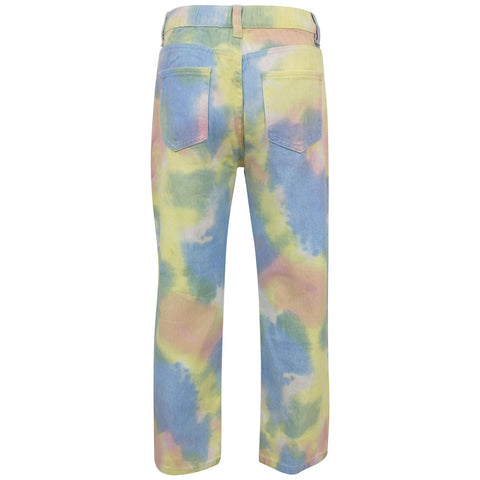 Girls Rainbow Colourful Pastel Tie Dye Jeans Denim Kids Teen Summer Outfit Gift