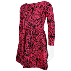 Kids Girls Skater Dress Long Sleeve Snake Flared Party Summer Dresses 5-13