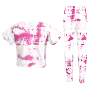 A2Z 4 Kids Girls Crop Top & Legging Pink Tie Dye Print Trendy Fashion Summer Outfit Clothing Sets New Age 5 6 7 8 9 10 11 12 13 Years