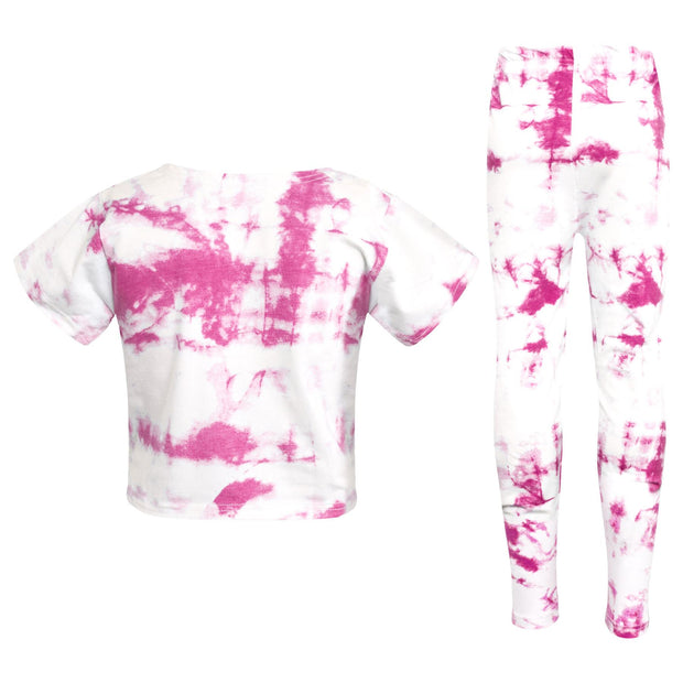 A2Z 4 Kids Girls Crop Top & Legging Pink Tie Dye Print Trendy Fashion Summer Outfit Clothing Sets New Age 5 6 7 8 9 10 11 12 13 Years