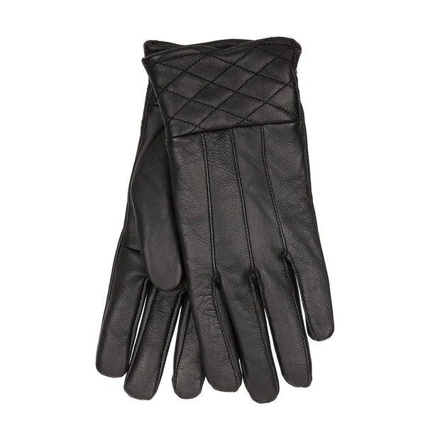 Ladies Leather Gloves Quilted Pattern Cuff Soft Lining Sheepskin Warm Mittens