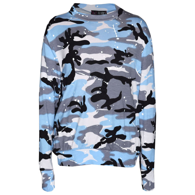 Kids Lounge Suit Girls Camouflage Splash Print Jogging Suit Tracksuit 7-13 Years