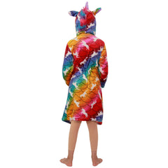 Kids Girls Unicorn Hooded Bathrobe Relax Gown 3D Xmas Cosplay Costume Loungewear