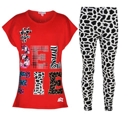 Girls Tops Kids Selfie Print Trendy T Shirt Top & Fashion Legging Set 7-13 Years