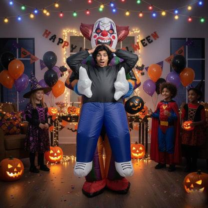 Kids Inflatable Clown Costume Fancy Dress Multicolour Blow Up Halloween Costume