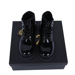 Kids Girls Teens Ladies Lace-Up Ankle Combat Boots with Side Zip Fashion Shoes