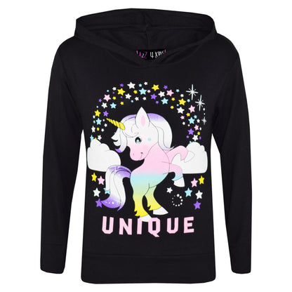 Kids Girls Top Dabbing Unicorn Floss Unique Rainbow Hooded Legging Set Tracksuit