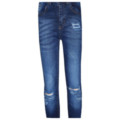 Kids Girls Stretchy Jeans Ripped Denim Pants Trousers Jeggings Age 3-14 Years