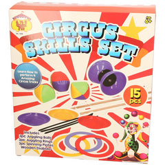 Kids Circus Skills Set 15pcs Juggling Rings Plates Diabolo Fun Educational Toy