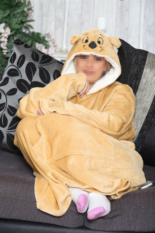 A2Z Unisex Mens Ladies Oversized Kangaroo Pocket Hooded Animal Wearable Blanket
