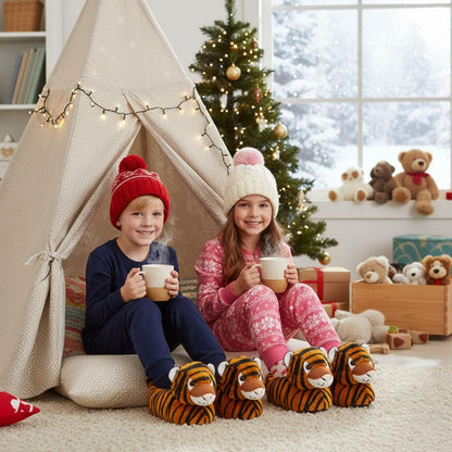 A2Z 4 Kids Boys Girls Cute Animal Slippers Non-Slip Winter Plush Warm Baby Shoes