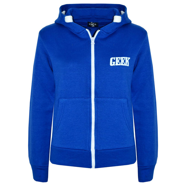 Kids Boys Girls Unisex Jackets Geek Print Fleece Zipper Hooded Hoodie Top Jacket