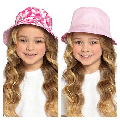 Kids Reversible Bucket Hat Summer Foldable Polyester Sun Protection Hiking Hat