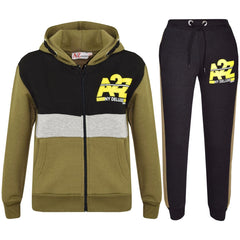 Kids Boys Girls Contrast Panel Tracksuit A2Z NY Deluxe Print Hoodie With Joggers