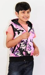Kids Hooded Gilet Jacket Fleece Fabric No Sleeve Zipper Coat Boys Age 5-13 Year