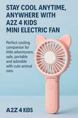 A2Z 4 Kids Portable Mini USB Fan Rechargeable Cute Animal Ears Pink/Blue Fan