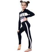 A2Z 4 Kids Girls Crop Top Boss Babe Printed Black Hooded Long Sleeves Top & Trendy Fashion Legging Outfit Sets New Age 7 8 9 10 11 12 13 Years