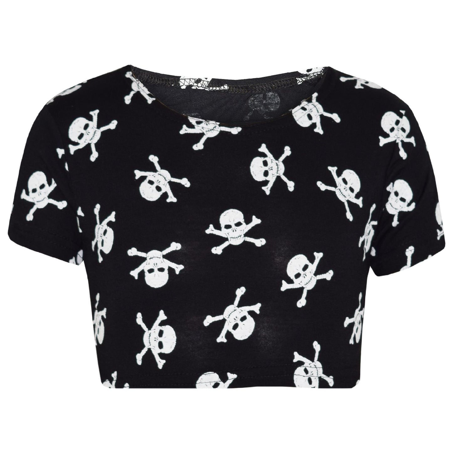 Kids Girls Skull Print Crop Top Legging Skater Dress Halloween Costume 7-13 Year
