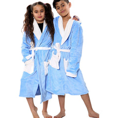 Kids Soft Fleece Bathrobe Dressing Gown Hooded Swim Beach Girls Boys 2-13 years