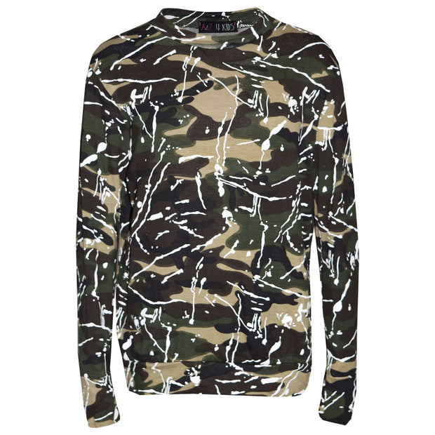 Kids Lounge Suit Girls Camouflage Splash Print Jogging Suit Tracksuit 7-13 Years