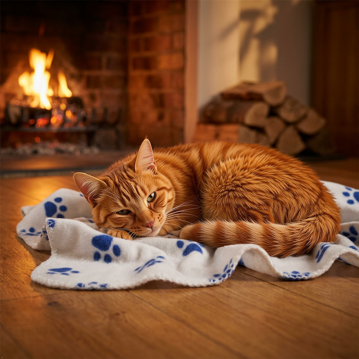 A2Z Cosy Fleece Pet Blanket 70 x 70 cm Soft Paw Print Polyester Mat