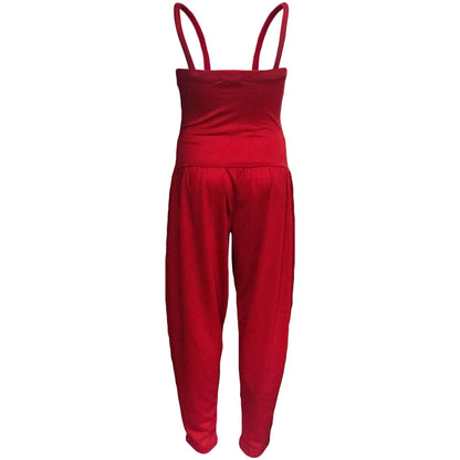 Girls Jumpsuit Kids Plain Color Trendy Playsuit All In One Jumpsuits 5-13 Years