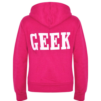 Kids Boys Girls Unisex Jackets Geek Print Fleece Zipper Hooded Hoodie Top Jacket