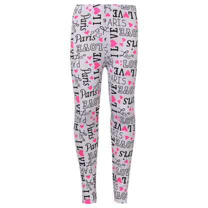 Kids Girls Legging I Love Paris Print Trendy Fashion Dance Party Summer Leggings
