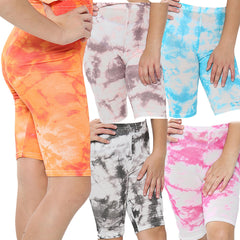 Kids Girls Cycling Shorts Tie Dye Print Gym Summer Short Knee Length Half Pants