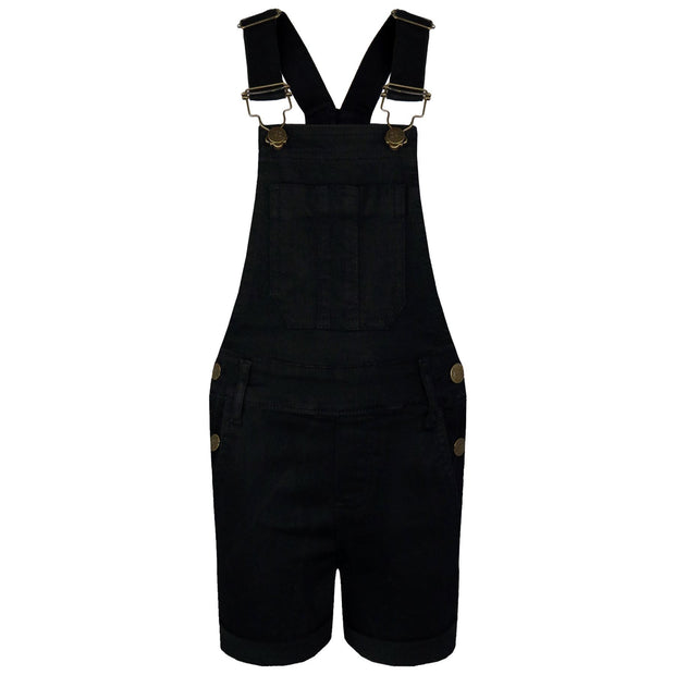 Kids Girls Denim Stretch Dungaree Shorts Jumpsuit Playsuit All In One 7-13 Years