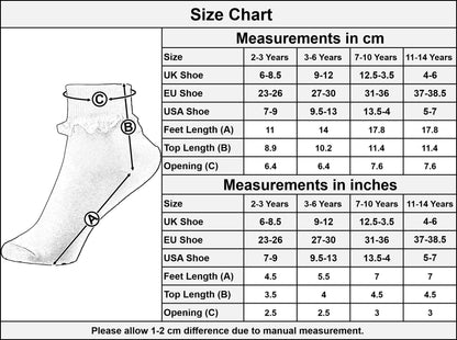 Kids Girls Frilly Lace Ankle Socks 12 Pack Cotton School Party Lace Trim Socks