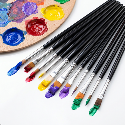 A2Z 12 Piece Artist Paint Brush Set Assorted Paint Brushes for Craft
