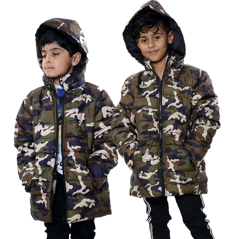 Kids Camo Puffer Coat Hooded Jacket New Detachable Hood Boys Age 3-13 yrs