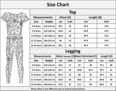 Kids Girls Leaves Crop Top Legging Set Comfortable Casual Wear Outfit Sets
