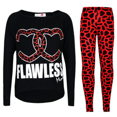 Kids Girls Flawless Printed Trendy Top & Fashion Legging Set New Age 7-13 Years