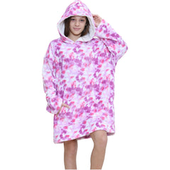 Kids Girls Boys Oversized Hoodie Blue Tartan Printed Snuggle Soft Fleece Blanket