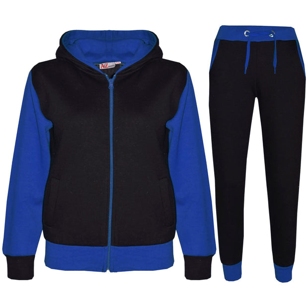 A2Z 4 Kids Unisex Plain Contrast Fleece Tracksuit Hoodie with Joggers Royal Blue Sweatpants Sports Activewear Outfit Set Gifts For Childrens Girls Boys Age 2-3, 3-4, 5-6, 7-8, 9-10, 11-12, 13 Years