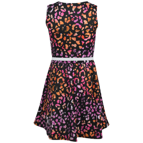 Kids Girls Skater Dress Sleeveless Party Fashion Leopard Print Summer Dresses