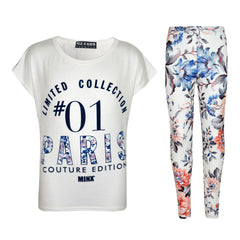 Kids Girls Top #01 Paris Printed Trendy Top & Stylish Legging Set Age 7-13 Years